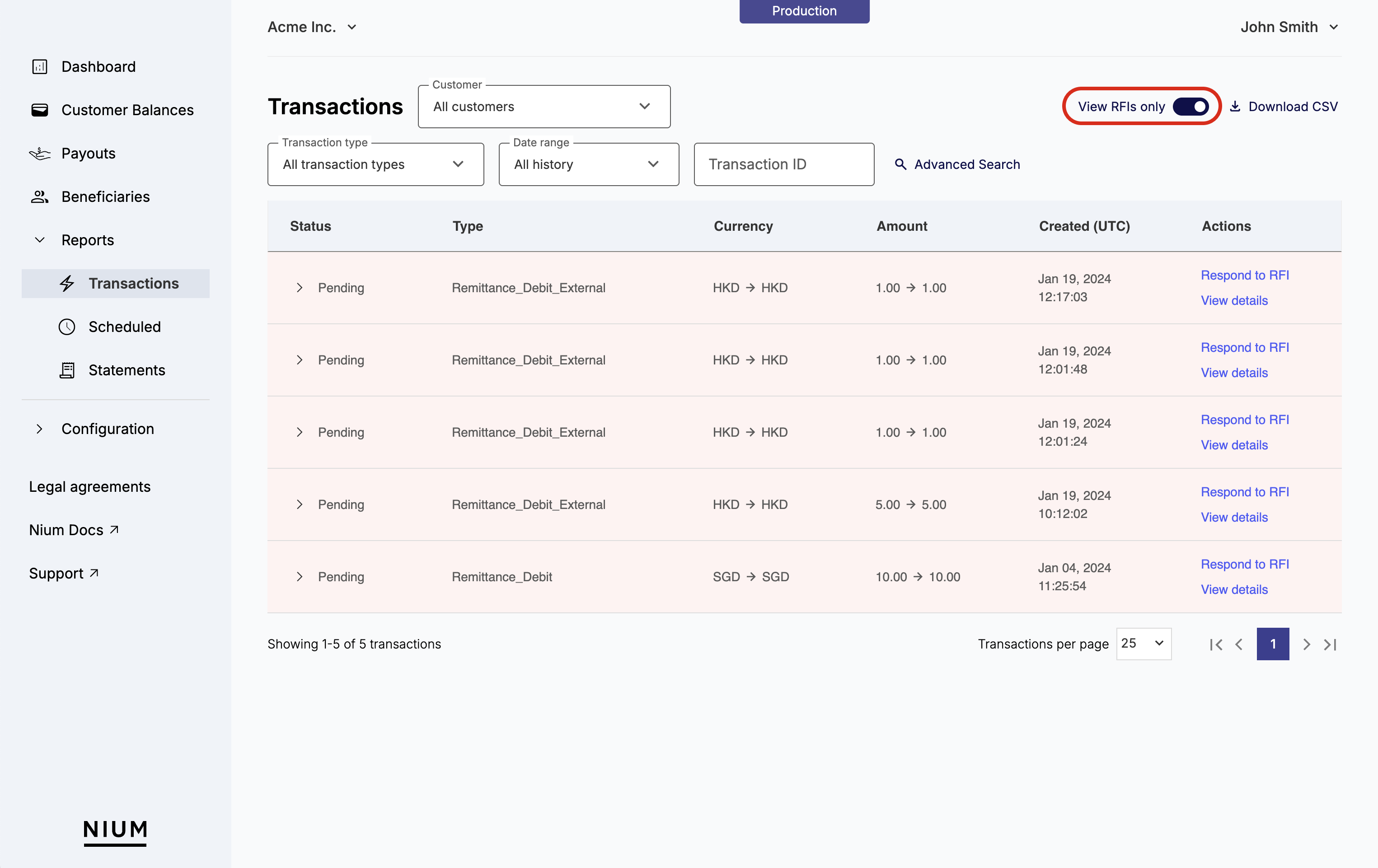 RFI - Nium Portal #1